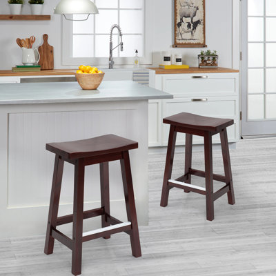 Jovanii Counter Stool with Solid Wood Frame Upholstered Kitchen Island Chair with Comfortable Seat and Footrest for Dining and Counter Height Seating