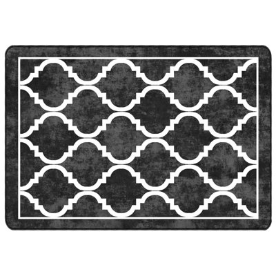 Haraldur Rug Washable Black and White Anti Slip