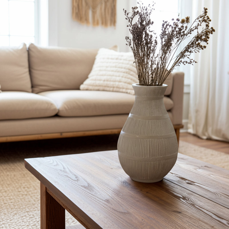 Vase en terre cuite de poterie décorative moderne Kenith - Élégante pièce décorative faite à la main pour un décor contemporain