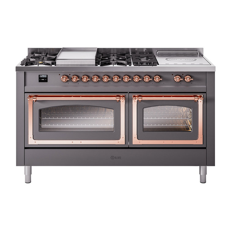 ILVE Nostalgie II Noblesse 60 in Dual Fuel Range 7 Burner, Griddle, Frenchtop