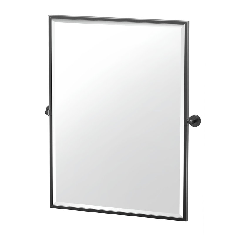Latitude II Framed Rectangle Bathroom Vanity Mirror | Pivoting and Beveled Mirror, 32.5" H x 27.63" W, Matte Black