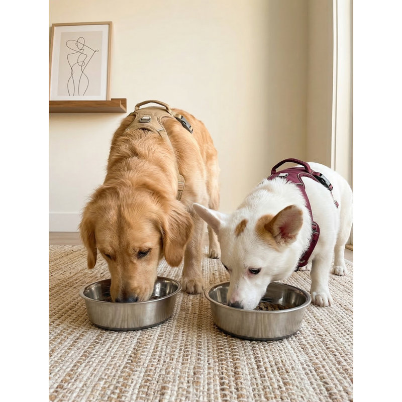Bols pour chien en acier inoxydable antidérapant, capacité de 3,8 tasses US, paquet de 2, durable et facile à nettoyer