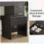 Ensemble de coiffeuse avec miroir et lumières, bureau de coiffeuse et tabouret rembourré avec station de charge, tiroirs de rangement et plateau de table transparent-873483385
