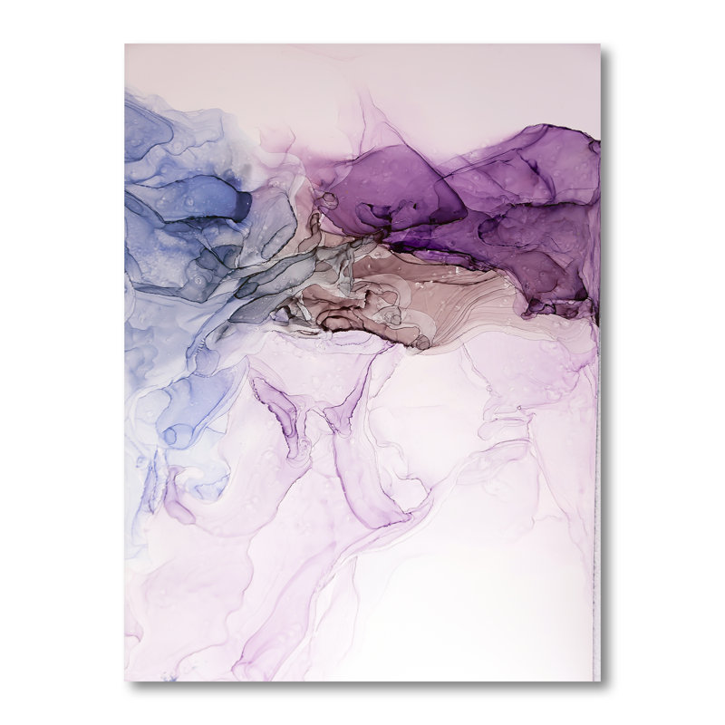 Impression de luxe sur toile marbrée de bleu mauve - impression sur toile moderne, H 20 po x l 12 po x P 1 po, Toile tendue