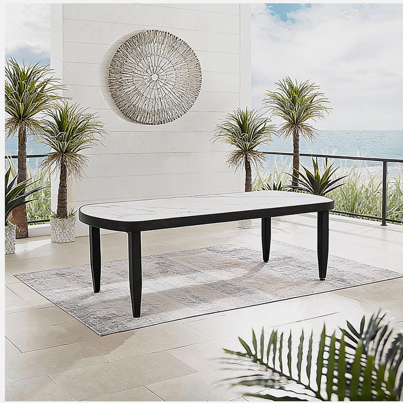 Table basse moderne d'extérieur Elegance Arc, H 16 po x l 47,19 po x P 23,57 po