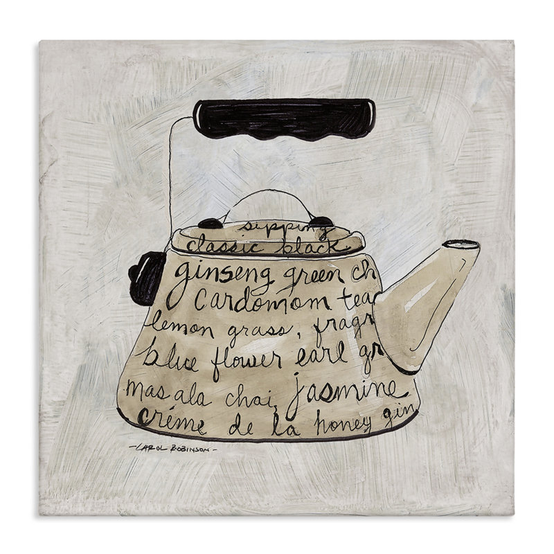 Coffee & Tea Kettle Phrases Canvas Wall Art, design by Carol Robinson, 17" H x 17" W
