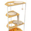 Chat multifonctionnel avec poste d'alimentation et poteau à griffer - pied blanc + chêne, utilisateur - pour poteau d'intérieur pour chats, amusement sécuritaire