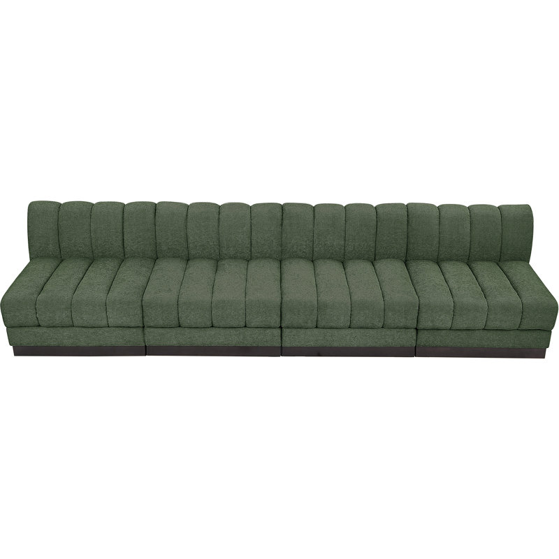 Quinn 128" Upholstered Sofa, Green Chenille Fabric