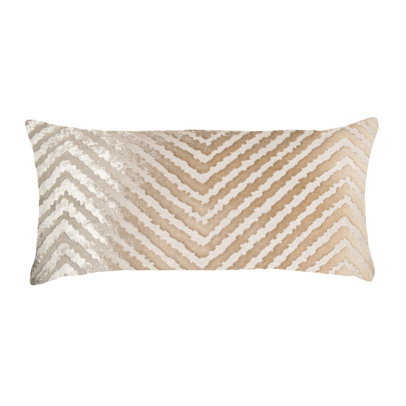 Chevron Rectangular Velvet Pillow Cover & Insert, Latte
