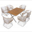 Ensemble repas d'extérieur 7 pièces - Table rectangulaire en bois de teck + 6 chaises en osier avec coussins, structure en acier, finition teck, parfait pour la terrasse, le patio ou le jardin