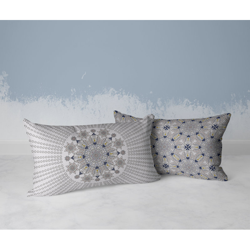 Carnation Circle  Rectangular Throw Pillow, Gray/Silver