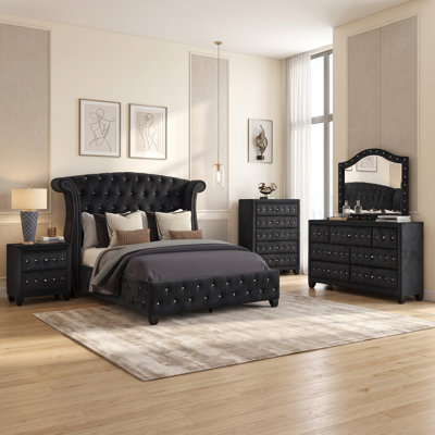 Rausch Upholstered Standard 5 Piece Bedroom Set