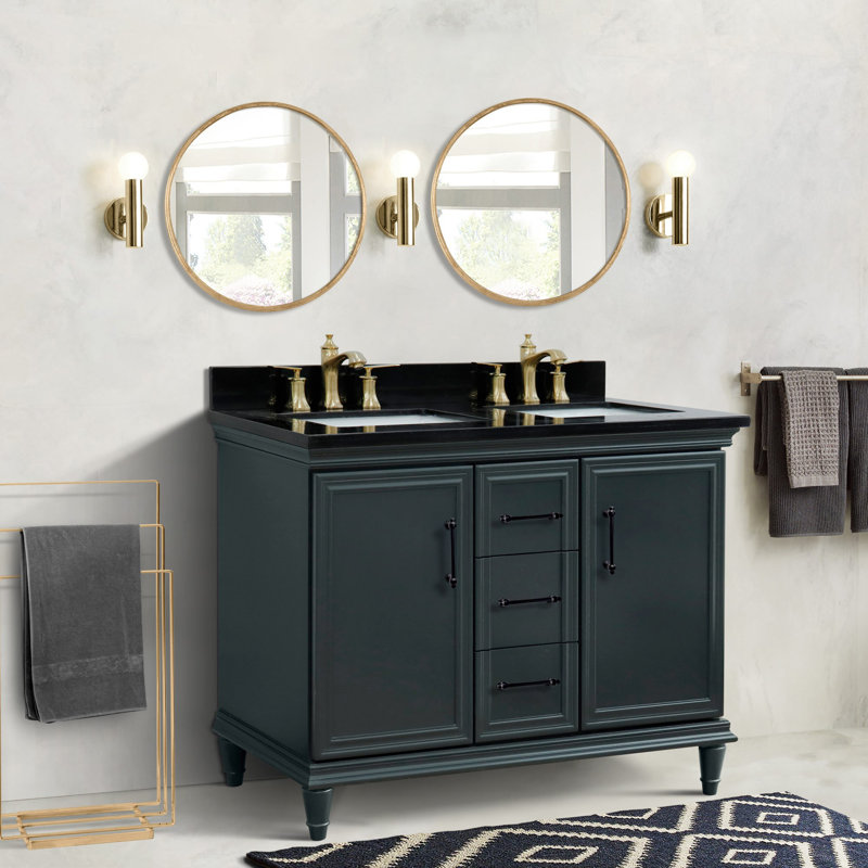 Lavabo double 49 po galaxie et rectangulaire, Noir