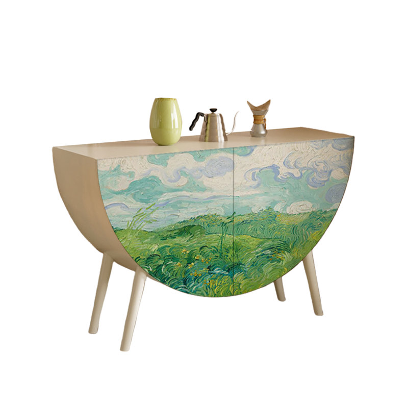 Buffet demi-lune, Blanc / multicolore
