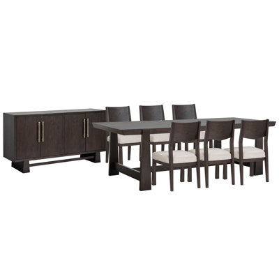 Table de salle à manger Trestle avec 6 chaises d'appoint et buffet