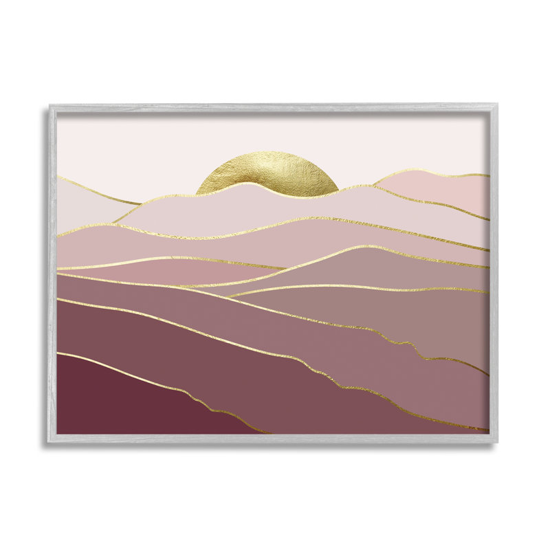 «Layered Pink Glam Mountain Peaks» par Urban Epiphany - cadre flottant, impression sur bois, L 14 po x H 11 po x P 1,5 po