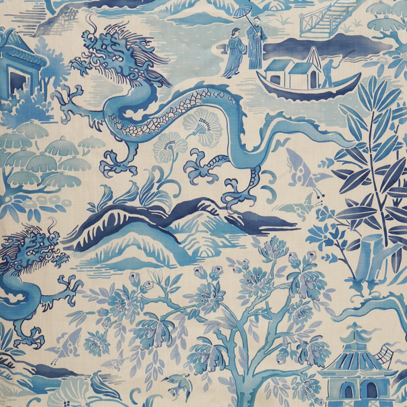 Gardens Of Chinoise Pillow Cover, 20" H x 20" W, Porcelain Blue