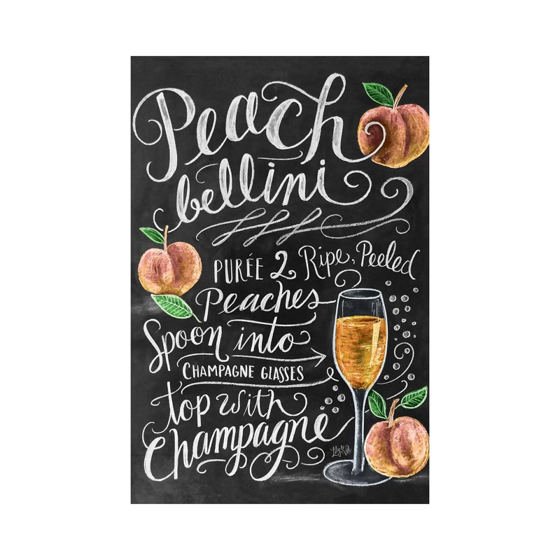 «Peach Bellini Recipe» par Lily & Val - reproduction imprimée, H 18 po x l 12 po x 1,5 po