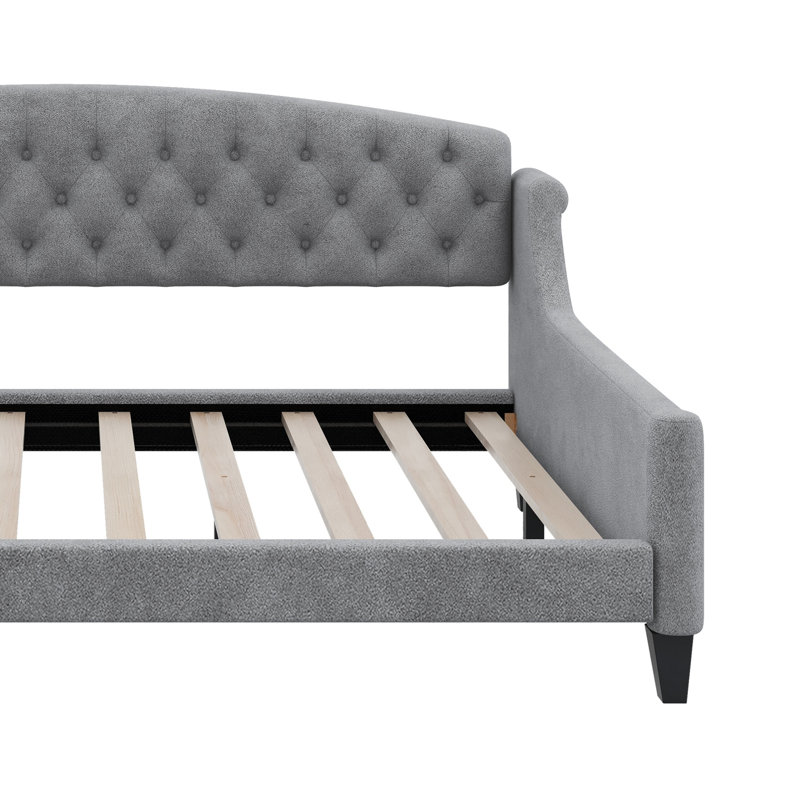 Elegant Tufted Button Daybed, Modern Luxury Design, Gray, Full / Double