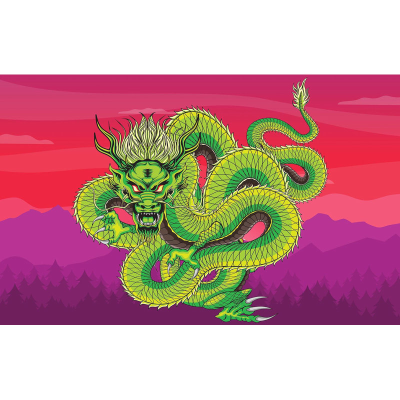 Premium Wallpaper Wall Mural - Green Dragon, 96" L x 120" W