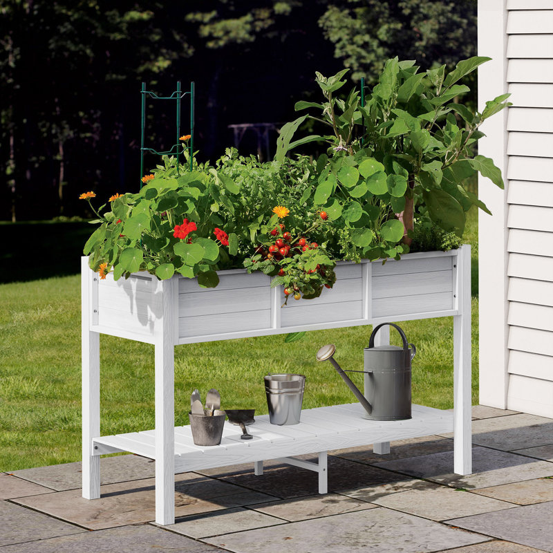 Pot à fleurs surélevé pour l'extérieur Avreet, Blanc