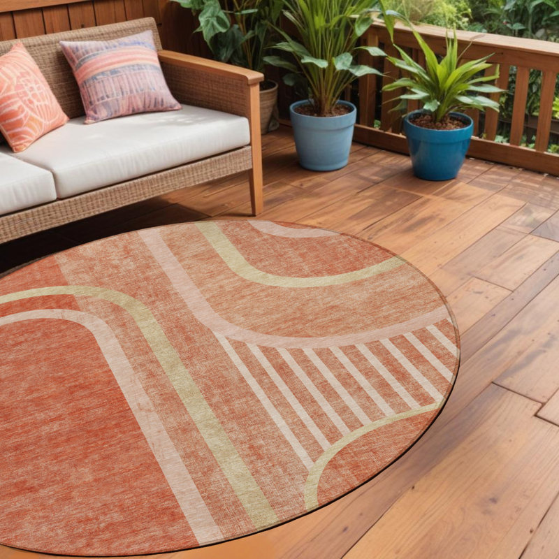 Tapis extérieur rond lavable antidérapant 8 pi