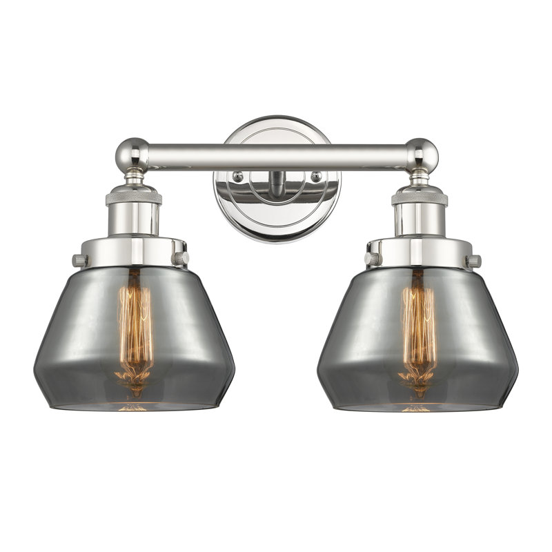 Éclairage pour salle de bain à 2 lumières à intensité variable Rivka, Plaqué couleur fumée, Nickel poli