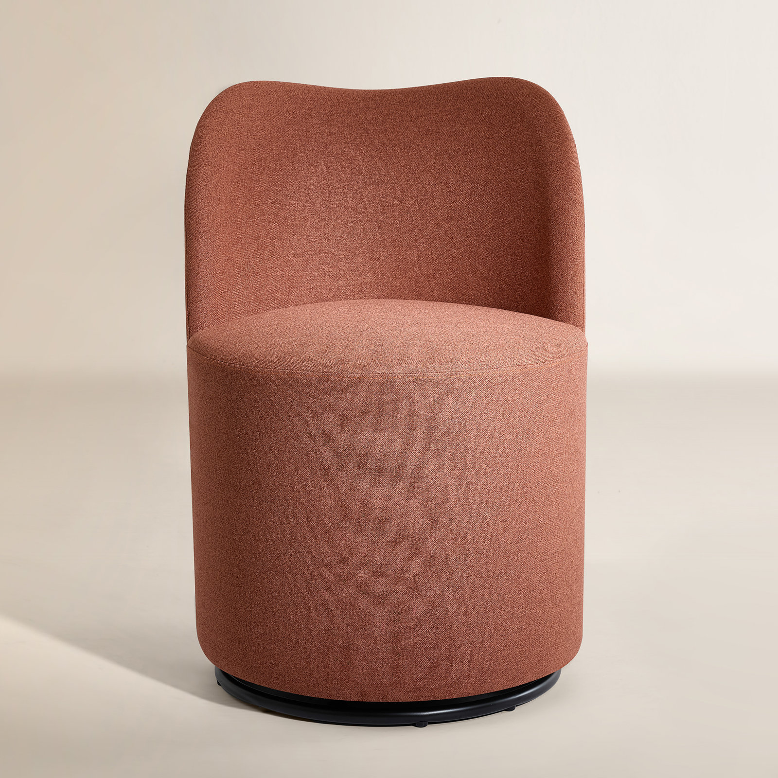 Basel Swivel Dining Chair, Terracotta Linen Performance Fabric