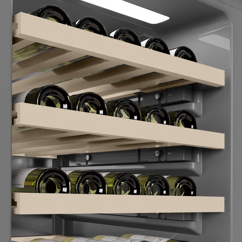 ZLINE Autograph 18 in. Stainless Steel 68 Bottle Right Hinge Column Wine Cooler with Black Accents, Bronze, Left Handed