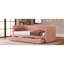 Lit de jour simple en velours côtelé rose et deux tiroirs, structure en lattes de bois, volume de rangement accru, sommier sans base robuste, compartiment spacieux-9972638