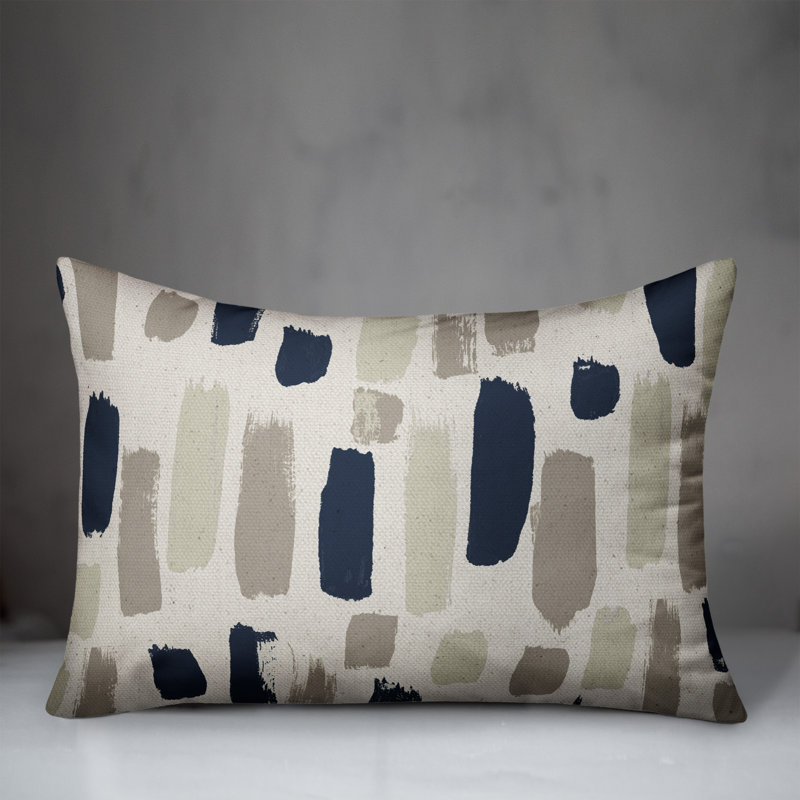 Abstract Outdoor Reversible Throw Pillow, Blue/Green