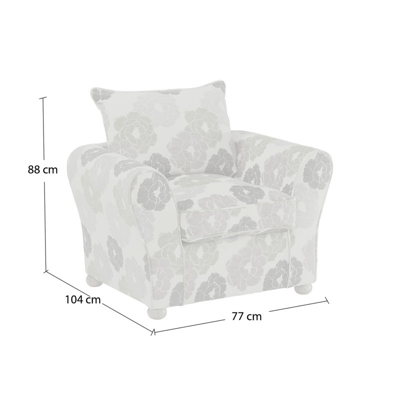 Bordeaux Upholstered Armchair, Linen Scroll Fabric