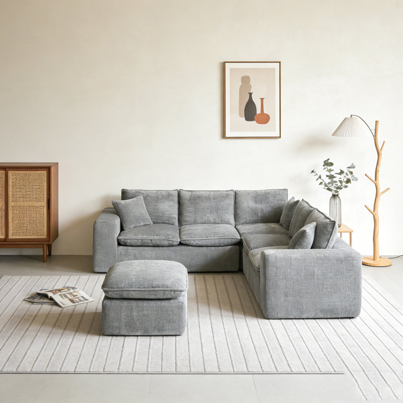 Canapé modulaire en L 107 po, 6, Gris