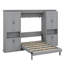 Lit escamotable double avec deux unités de rangement coulissantes, lit escamotable, deux tablettes latérales à 6 niveaux-1099585288