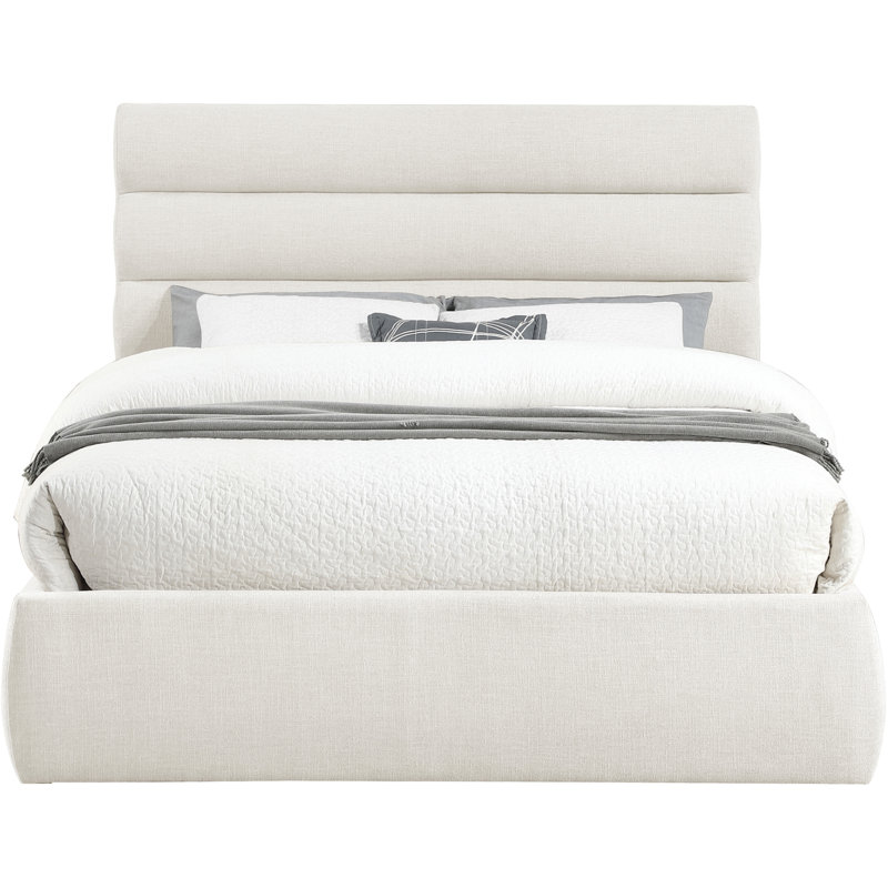 Lit en tissu Adam, Grand, Cream Linen Textured Fabric