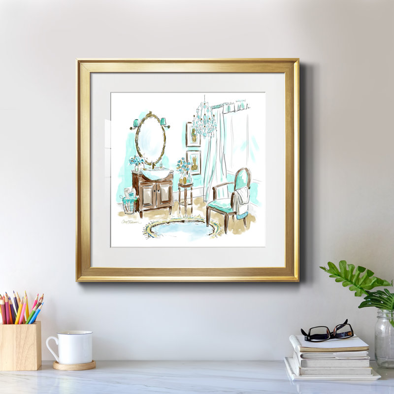 «Blue Opulence II», cadre photo, Papier encadré doré, H 17,5 po x l 17,5 po x P 1,5 po
