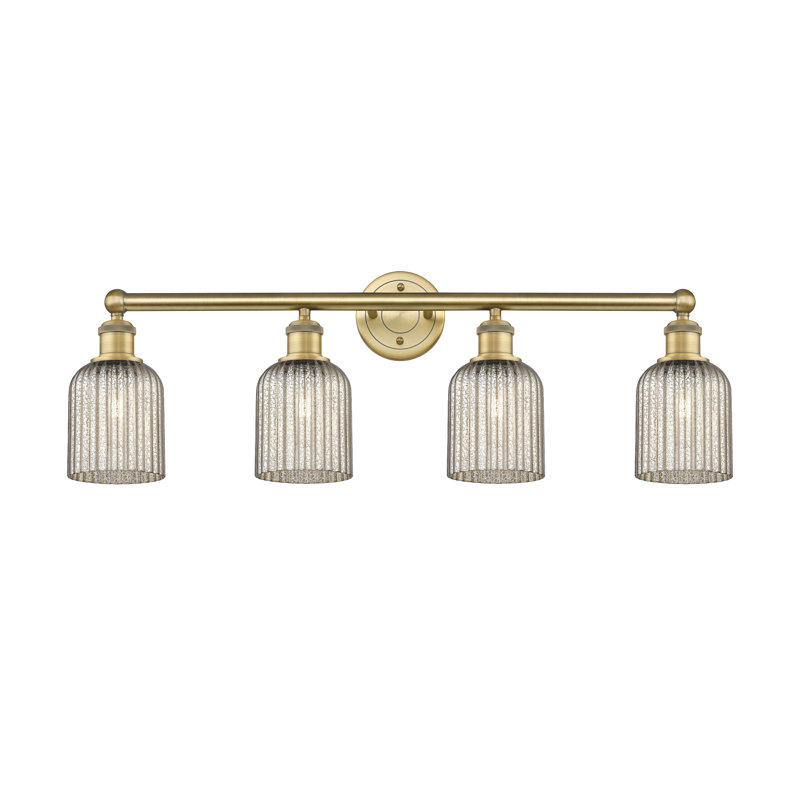 Fiennes 4 - Light Dimmable Vanity Light, Brushed Brass, Metallic Gray