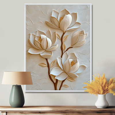 Beige Magnolia Tree Glow I - Magnolias Wall Art Living Room