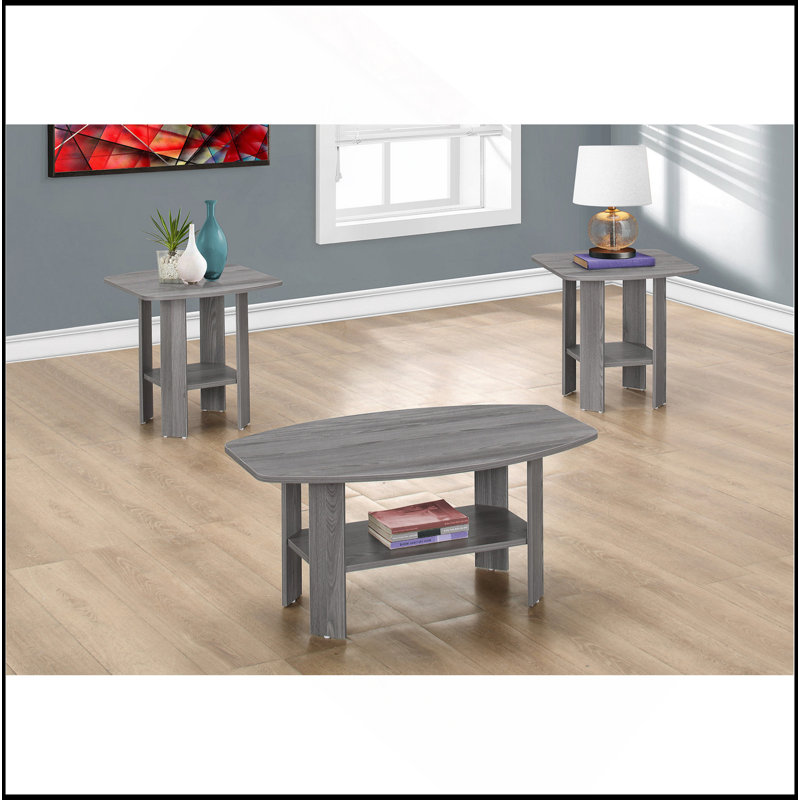 Table Set, 3Pcs Set, Coffee, End, Side, Accent, Living Room,Laminate, Transitional, Dark Gray