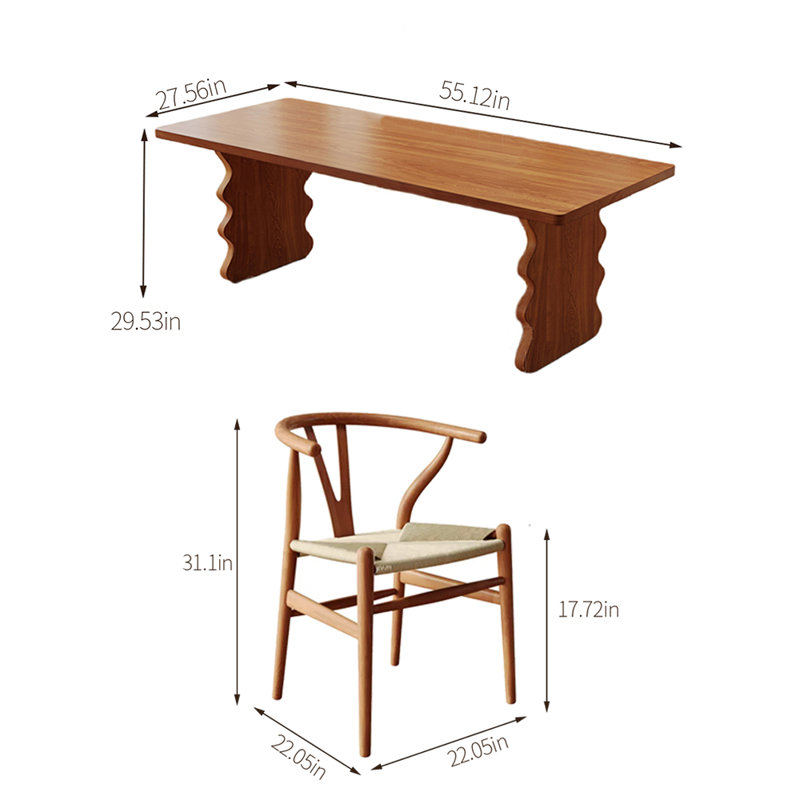 Ensemble de salle à manger rectangulaire, H 29,53 po x L 55,12 po x l 27,56 po