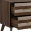 Table de chevet 2 tiroirs avec poignées en métal, armoire de chevet moderne de style Mid-Century-922172584