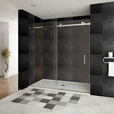 Ultra-B 22.81'' - W x 76'' H Single Added Door Frameless Shower Door with