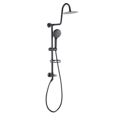 Shower System with 8" Rain Showerhead, 8-Function Hand Shower, Adjustable Slide Bar and Soap Dish