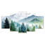Watercolor Mountains In Jasper National Park - Canada, art mural pour le salon, ensemble de 5 impressions sur toile vertes