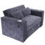 Velours côtelé gris foncé 2 avec porte-gobelets et fonction couchette, style convertible moderne de style transitionnel-1841598300