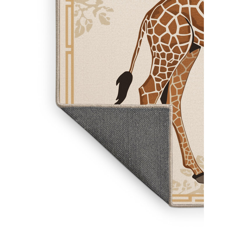 Tapis traditionnel moelleux moelleux en girafe beige, 6 X 9