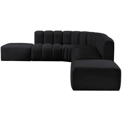 Hrefna Upholstered Curved Sectional with Ottoman Reversible