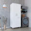 Armoire à balai à deux portes de 71 po de hauteur avec panier à linge Iris, quatre tablettes, cintres, armoire de rangement et garde-manger