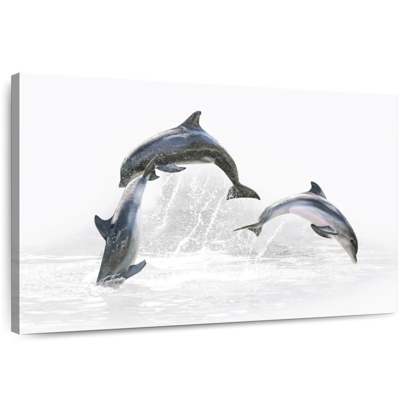 Trois dauphins, H 32 po x l 48 po