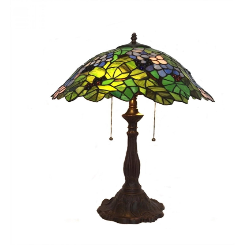 Lampe de table à motif floral en vitrail